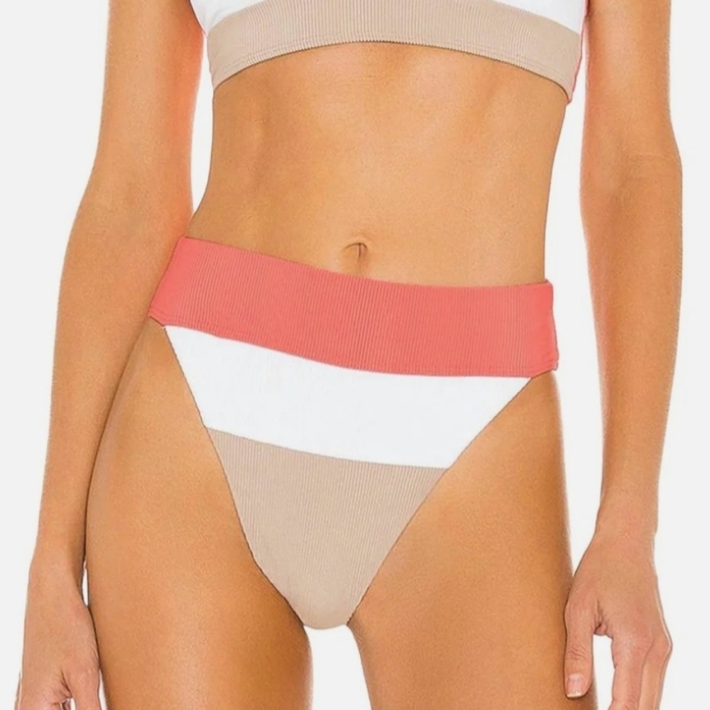Beach Riot Coral and Pink Bikini Bottom